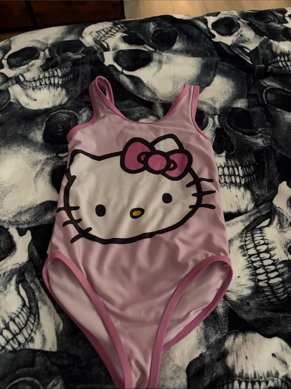Hello Kitty Light Pink Girls' One-Piece Swimwear with Bow Graphic